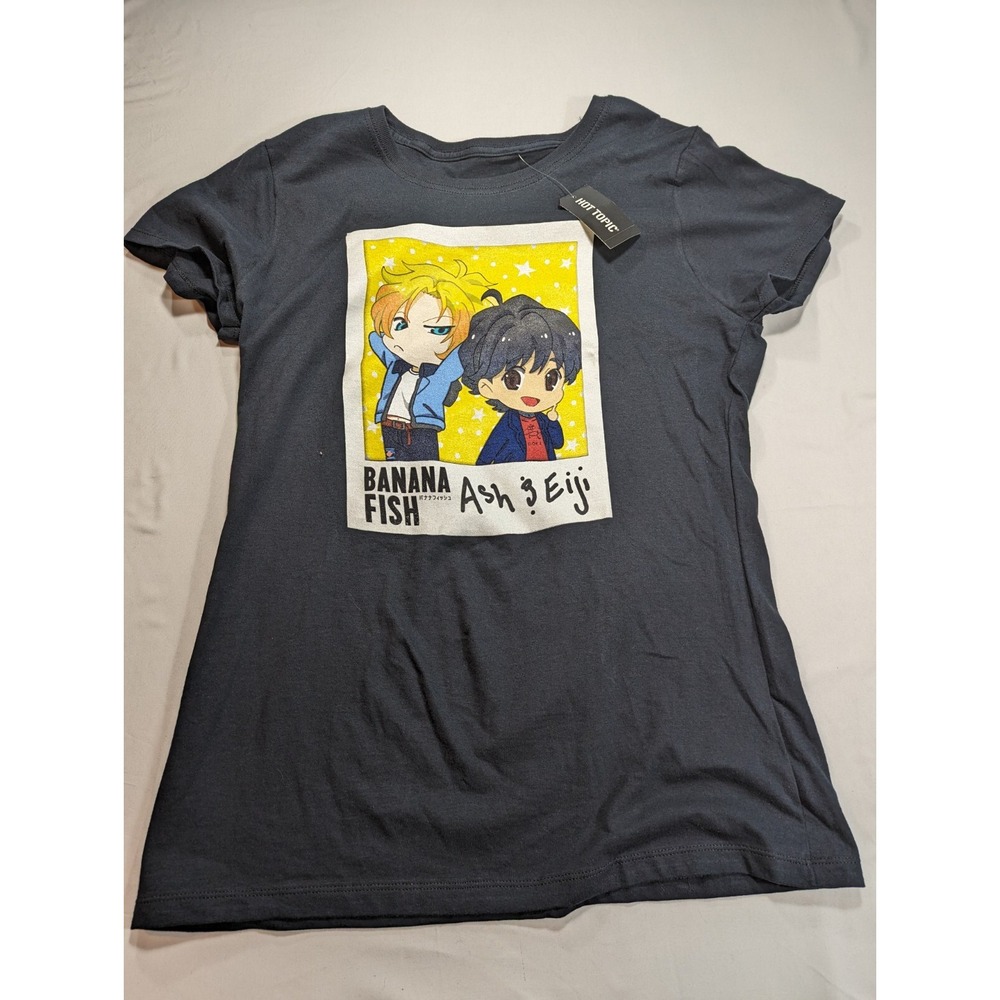 Banana‎ Fish New Womens L Anime T Shirt Ahe & Eiji Black NWT